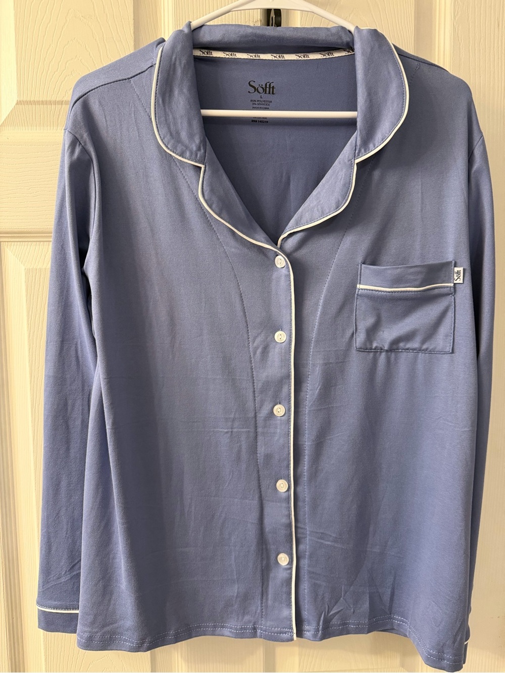 Sofft Periwinkle Comfy Cozy Size Large Pajama Pants & Long Sleeve Button Top Set - Picture 3 of 10